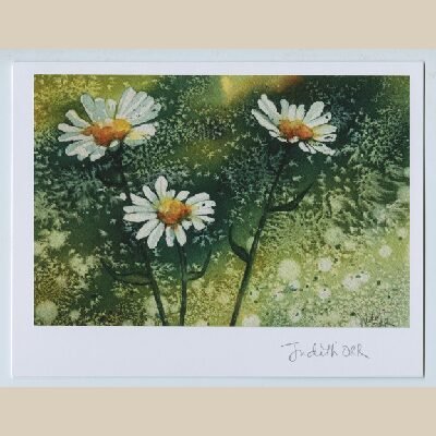 Daisies watercolour print greeting card