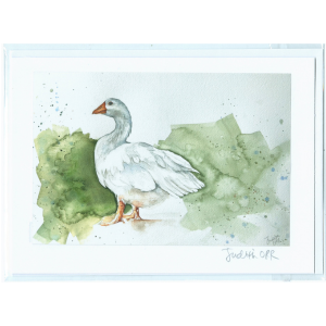watercolour print of a goose in the bush