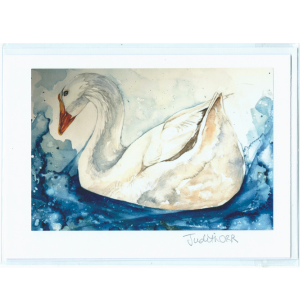 watercolour image of a goose in the water